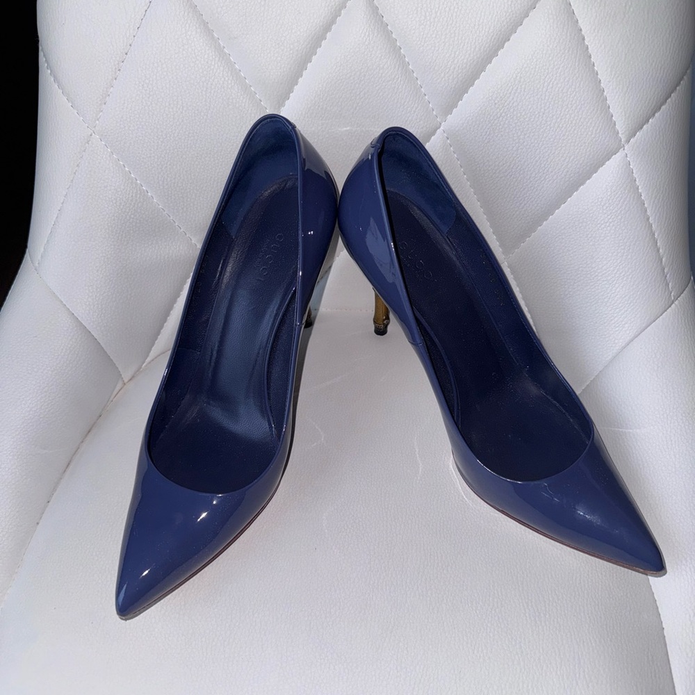 Gucci Blue Patent Heels
